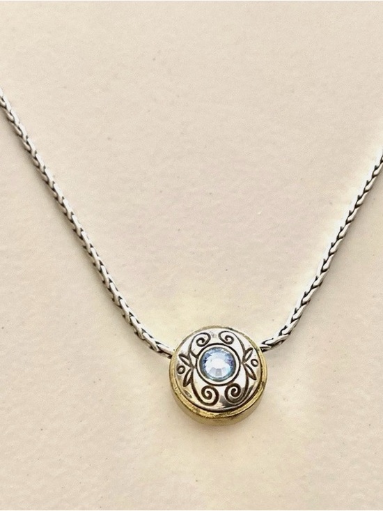 Brighton Jewelry - Brighton Two-Tone Pendant Necklace with Light Blue Crystal